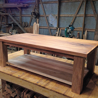 custom built farmhouse table built with reclaimed wood
